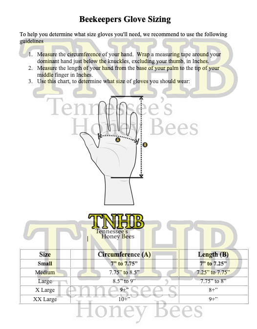 Tennessee's Honey Bees LLC  Beekeeper's Gloves